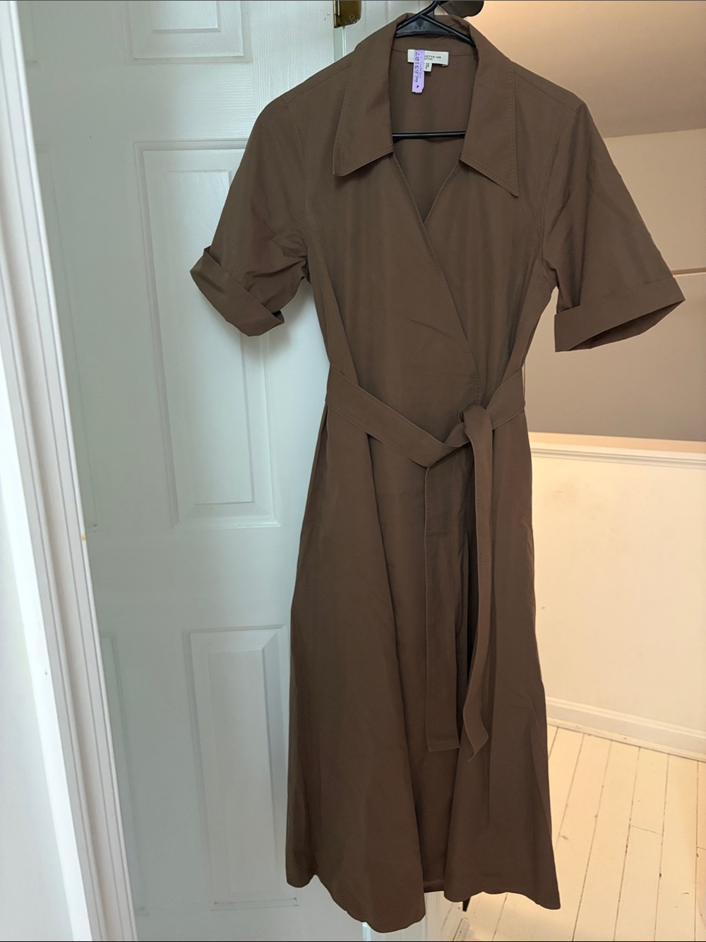 Lafayette 148 New York Brown Wrap Midi Dress